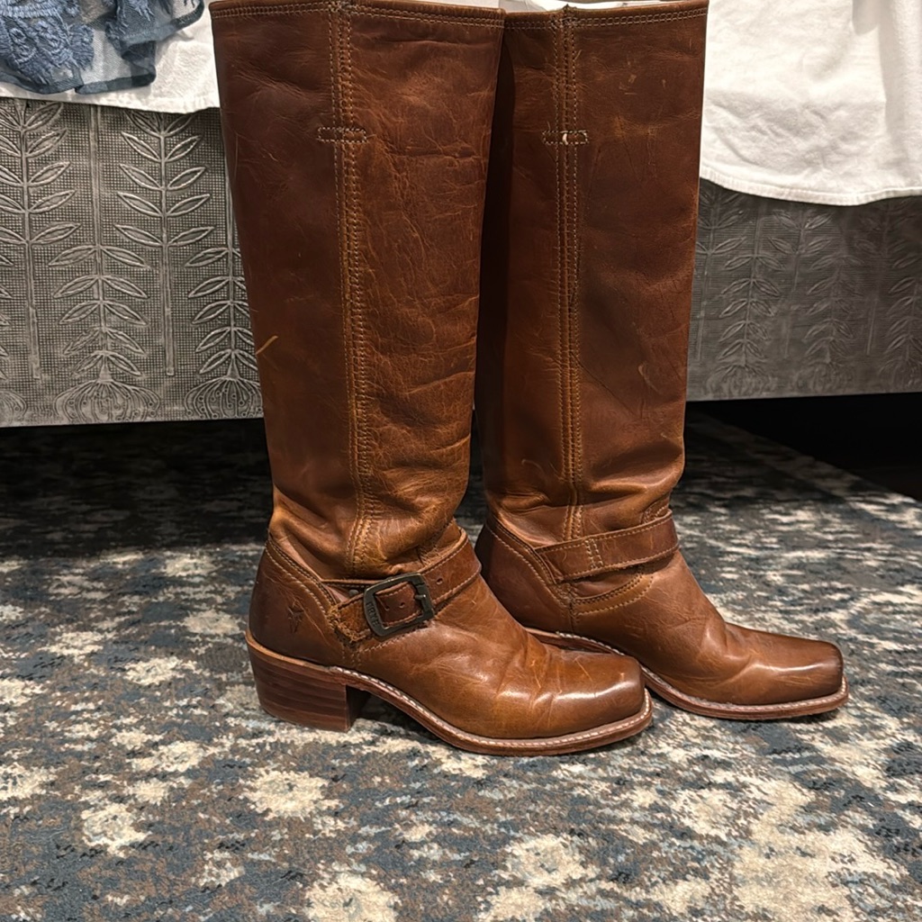 Frye Brown Heeled Boots With Classic Leather Finish